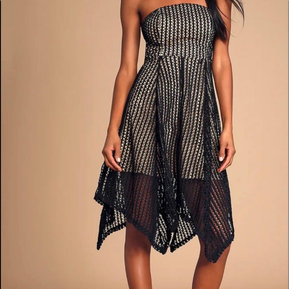 Black/nude crochet tube top dress